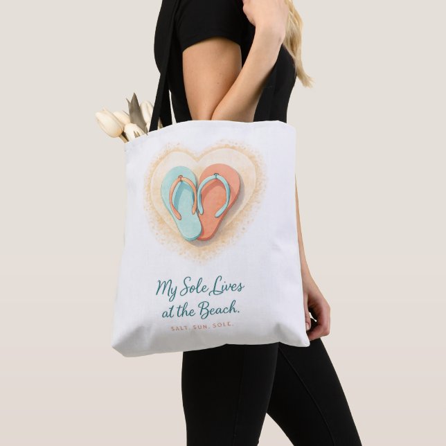 My Sole Lives at the Beach Tote Bag Tygkasse (Närbild)