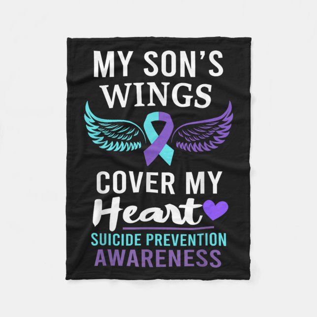 My Son's Wings Cover Heart Suicide Awareness Ribbo Fleecefilt (Framsidan)