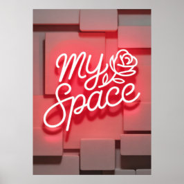 My Space Neon Sign Art – Pink Typography Wall Poster