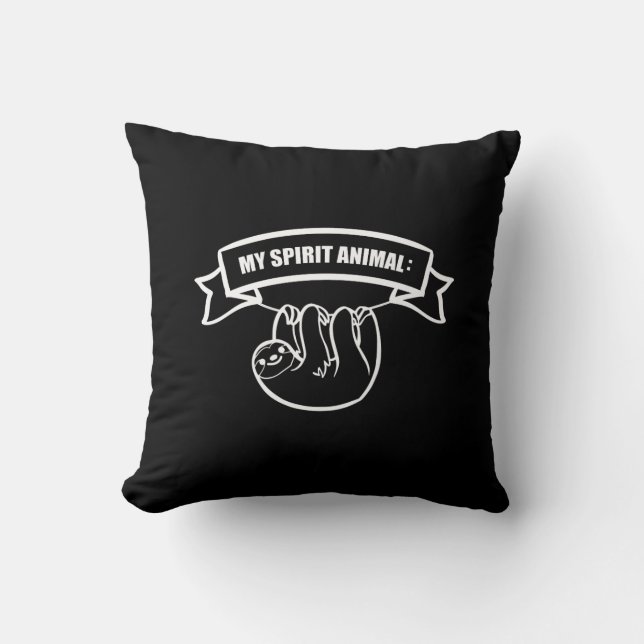 My spiritual animal is a sloth. / Faultier. Lustig Kudde (Framsida)