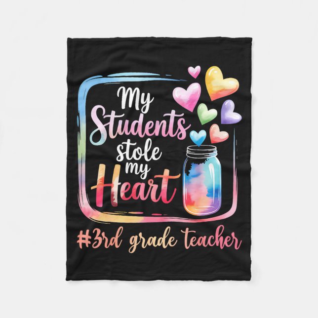 My Student Stole My Heart 3rd Grade Teacher Valent Fleecefilt (Framsidan)