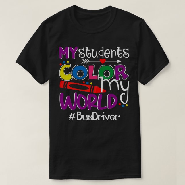 My Studenter Färg My World Buss Driver T Shirt (Design framsida)
