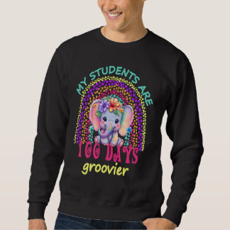 My Students Are 100 Days Groovier Cute Floral Elep Lång Ärmad Tröja