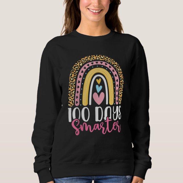 My Students Are 100 Days Smarter rainbow Happy Tea T Shirt (Framsida)