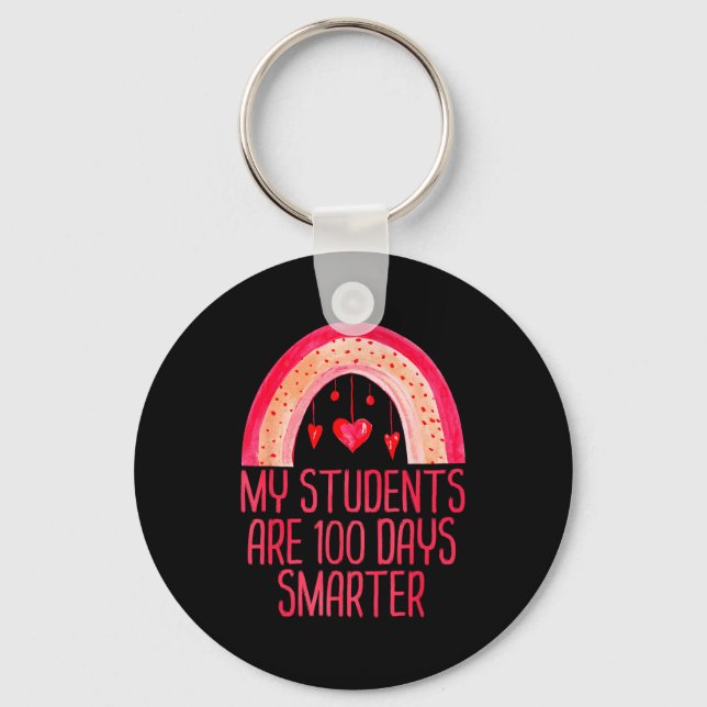 My Students Are 100 Days Smarter Rainbow Valentine Nyckelring (Framsida)
