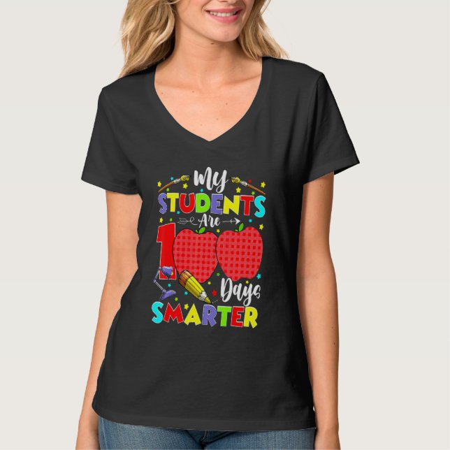 My Students Are 100 Days Smarter School Gift Kids  T Shirt (Framsida)