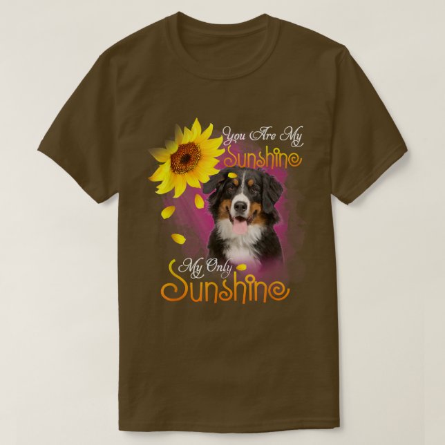 My Sunshine Bernese Mountain Dog With Sunflowers  T Shirt (Design framsida)
