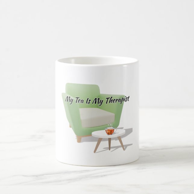 "My Tea Is My Therapist" Steaming Mug Quote Art Kaffemugg (Center)