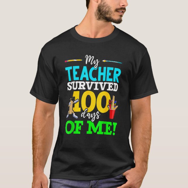 My Teacher Survived 100 Days Of Me Dab 100 Days Of T Shirt (Framsida)