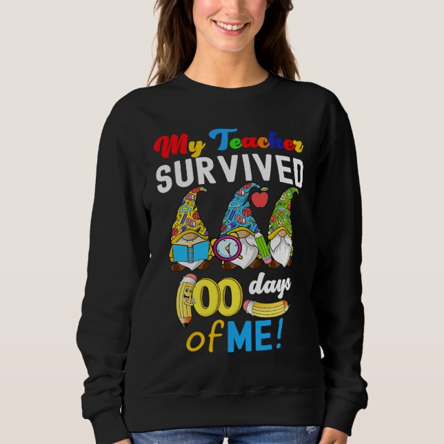My Teacher Survived 100 Days Of Me  School Gnomies T Shirt (Framsida)