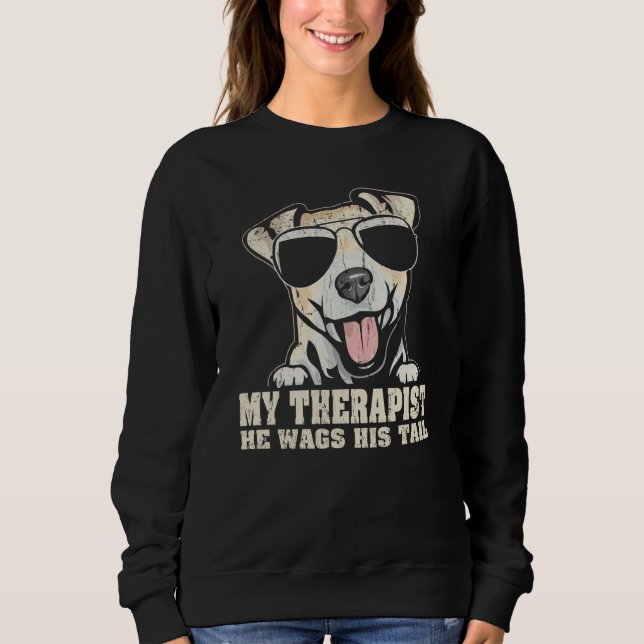 My Therapist He Wags His Tail Jack Russell Terrier T Shirt (Framsida)