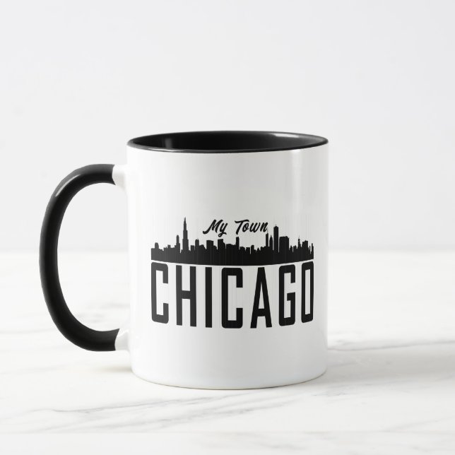 My Town Chicago City Skyline Old-Rand Silhouette Mugg (Vänster)