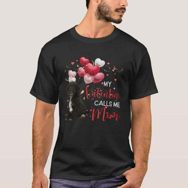 My Valentine Calls Me Mom Black Cockapoo T Shirt (Framsida)