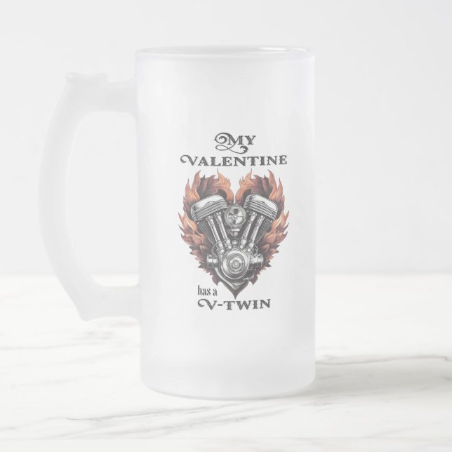 My Valentine has a V-Twin, Biker Frostat Ölglas (Vänster)