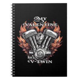 My Valentine has a V-Twin, Biker style Anteckningsbok
