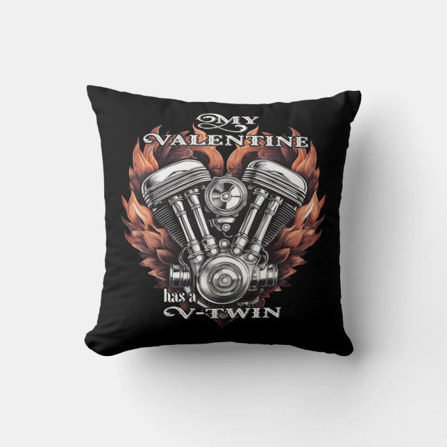 My Valentine has a V-Twin, Biker style Kudde (Framsida)
