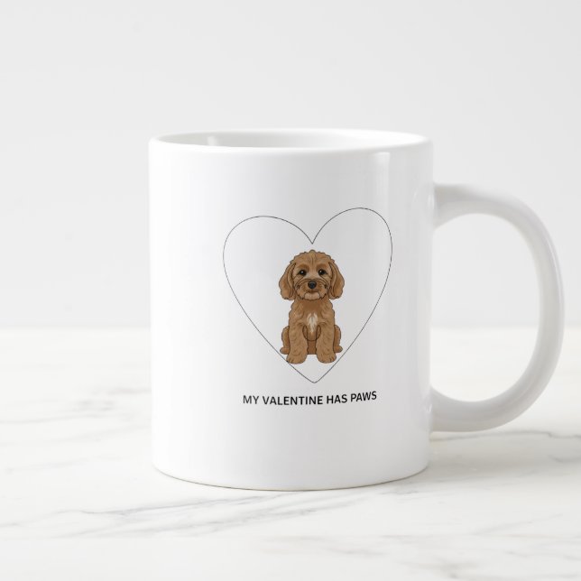 My Valentine Has Paws Cockapoo Dog Lover Jumbo Mugg (Höger)