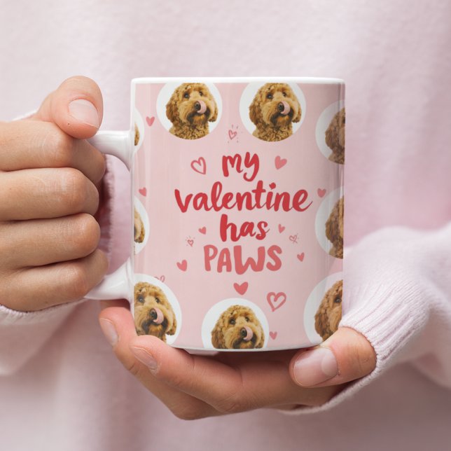 My Valentine Has Paws Personalized Dog Photo Kaffemugg (Skapare uppladdad)