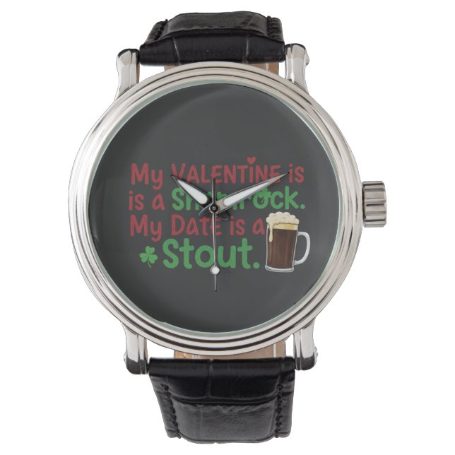 My Valentine is a Shamrock Funny St. Patrick's Day Armbandsur (Framsida)