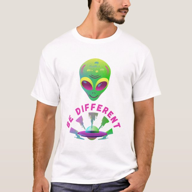 My Vibe Be Different – Alien & Spaceship Design T Shirt (Framsida)