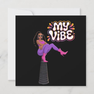 My Vibe - Funky Viral Challenge Black Woman Design Inbjudningar