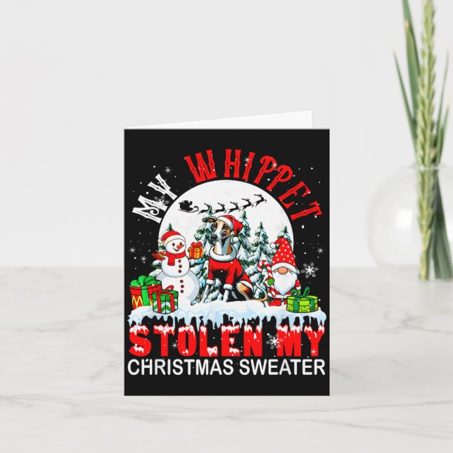 My Whippet Stolen My Christmas Sweater Santa Dog O Kort (Framsida)