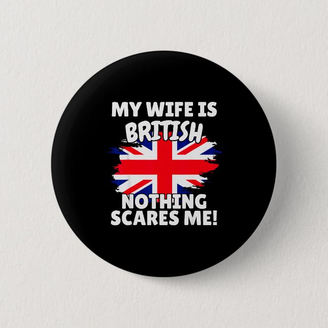 My Wife Is British Funny Great Britain Flag Gift F Knapp (Framsida)