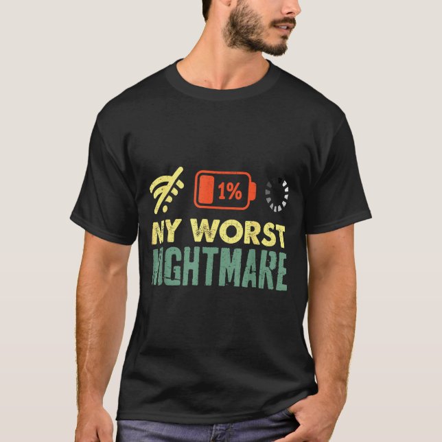 My Worst Low Battery Funny Gamers Humor Men  T Shirt (Framsida)