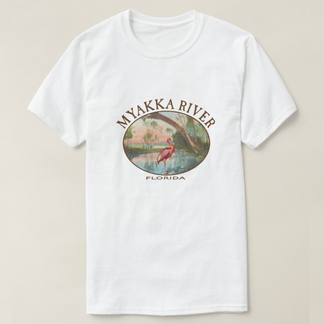 Myakka River Florida med Roseate Spoonbill T Shirt (Design framsida)