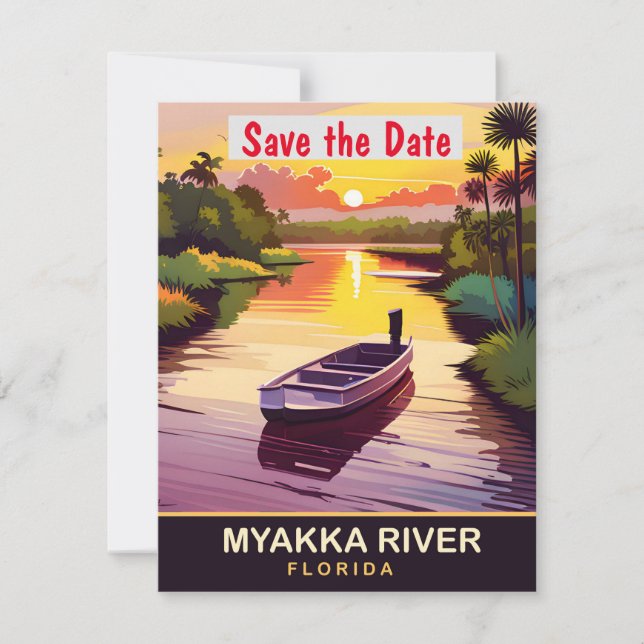 Myakka River Florida Naturligt Bröllopsinbjudan Spara Datumet (Framsida)
