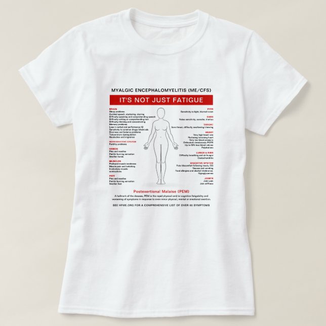 Myalgic Encephalomyelitis (ME/CFS) Symptom Diagram T Shirt (Design framsida)