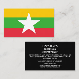 Myanma / Burmese Flagga, Flagga of Myanmar / Burma Visitkort