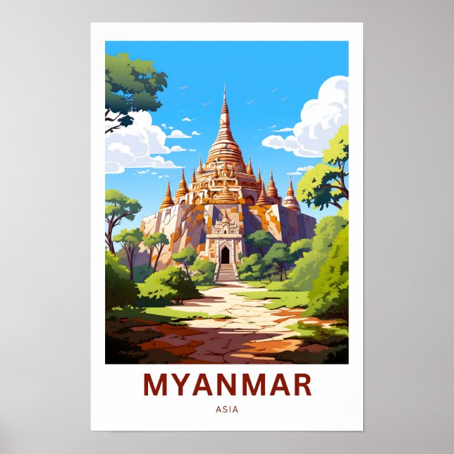 Myanmar Asia Travel Print Poster (Framsidan)