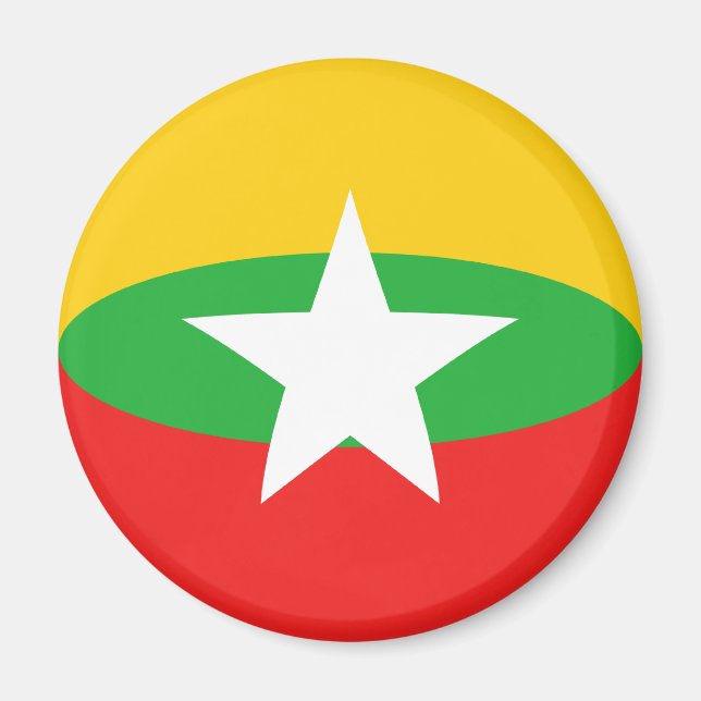 Myanmar Fisheye Flagga Magnet (Framsidan)