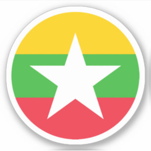 Myanmar Flag Rund Klistermarke Klistermärken