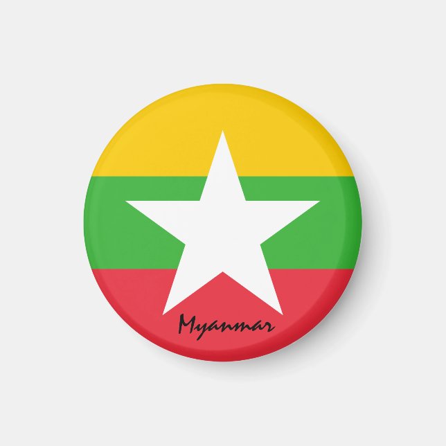 Myanmar flagga & Asia - RESA/sportfantast Magnet (Framsidan)