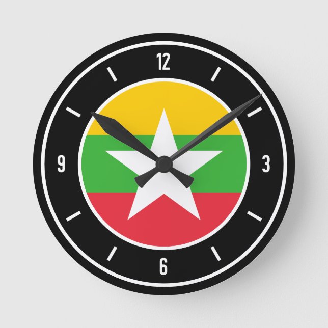 Myanmar Flagga Elegant Rund Klocka (Framsida)