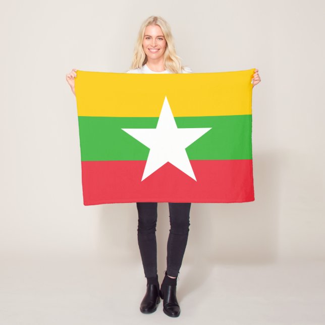 Myanmar Flagga Fleecefilt (På plats)