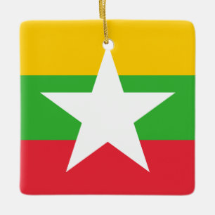 Myanmar Flagga Julgransprydnad Keramik