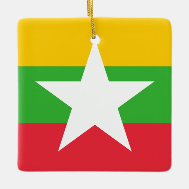 Myanmar Flagga Julgransprydnad Keramik (Framsida)