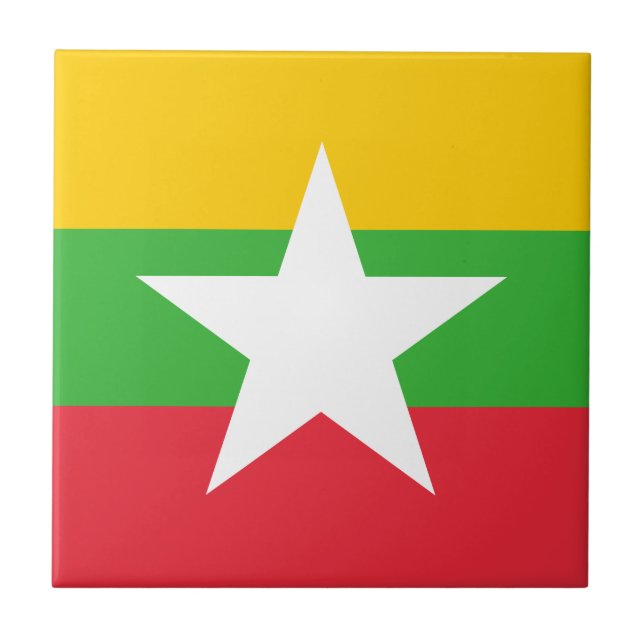 Myanmar Flagga Kakelplatta (Framsidan)