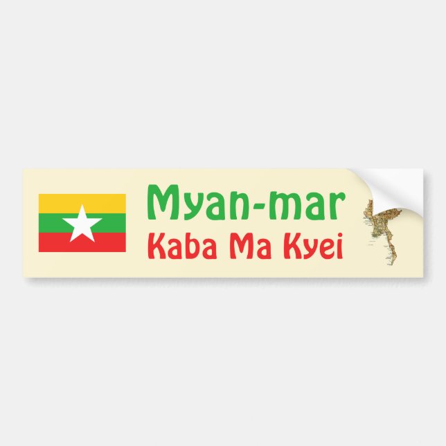 Myanmar Flagga + Kart Dekal (Framsidan)