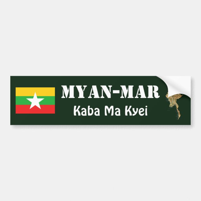 Myanmar Flagga + Kart Dekal (Framsidan)