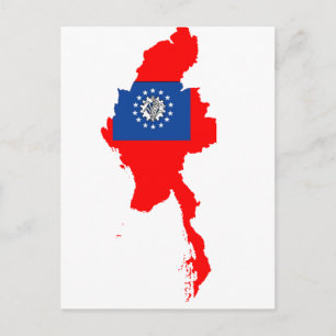 Myanmar flagga karta vykort