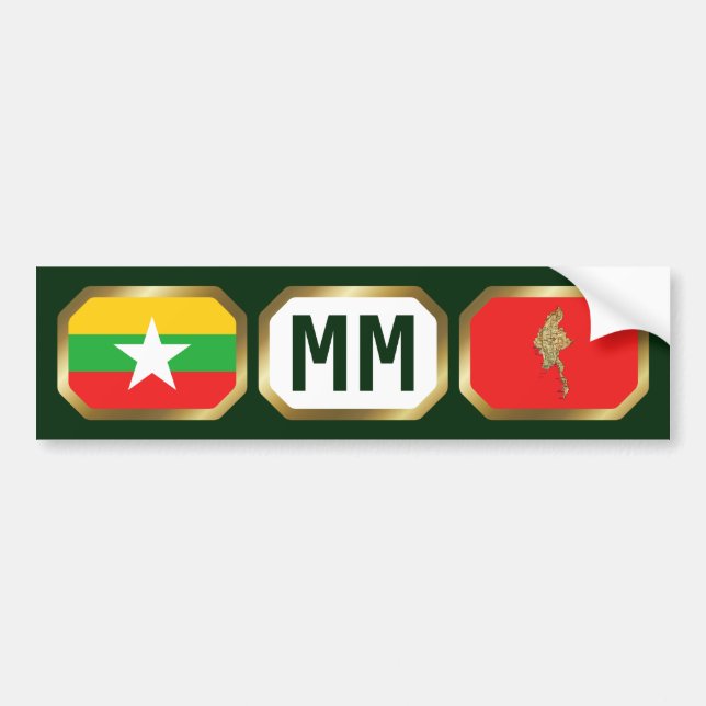 Myanmar Flagga Kartkod Klistermärke (Framsidan)
