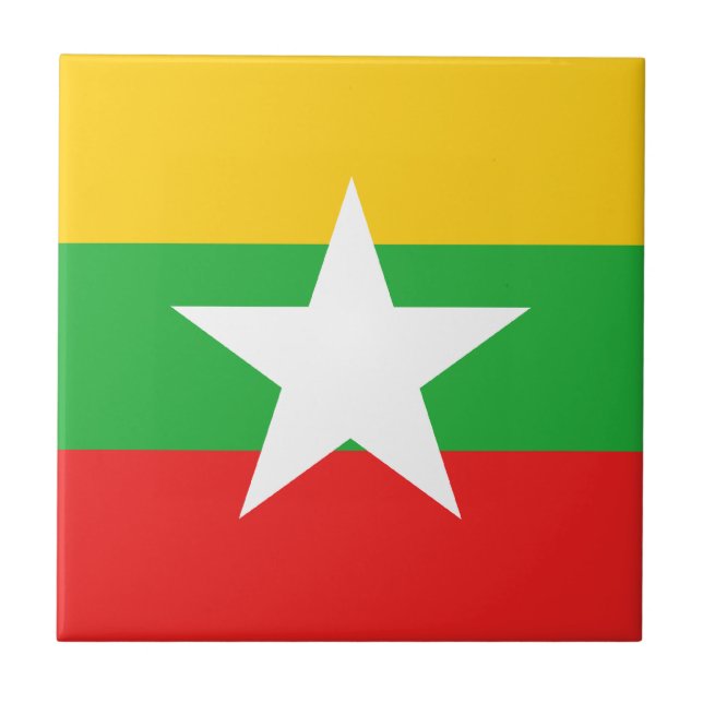 Myanmar Flagga Keramisk Platta Kakelplatta (Framsidan)