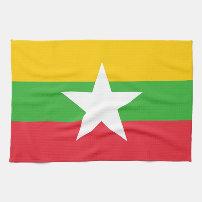 Myanmar Flagga Kökshandduk (Horisontell)