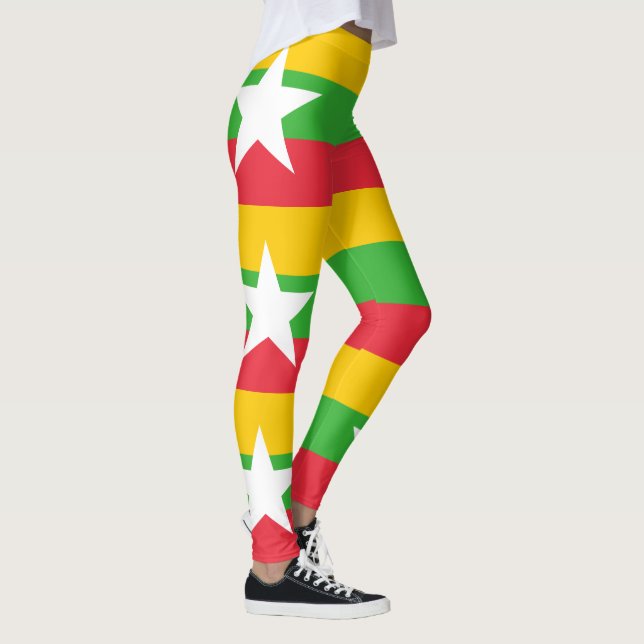 Myanmar Flagga Leggings (Höger)