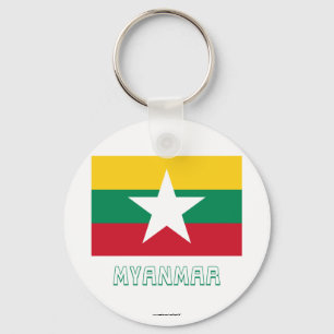 Myanmar flagga med namn nyckelring