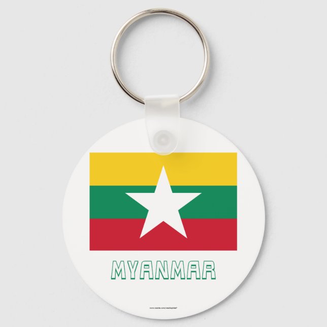 Myanmar Flagga med Namn Nyckelring (Framsida)